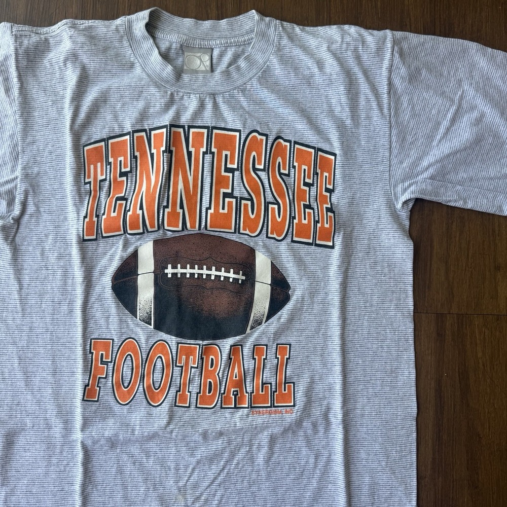 Vtg Tennessee Volunteers Vols Football T-Shirt OP Large USA Single Stitch Stripe